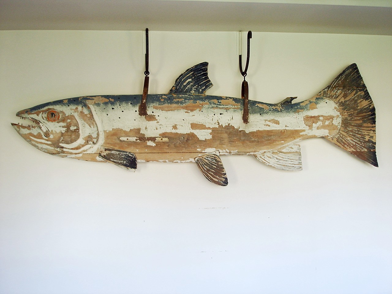 LARGE THREE DIMENSIONAL CARVED TROUT
